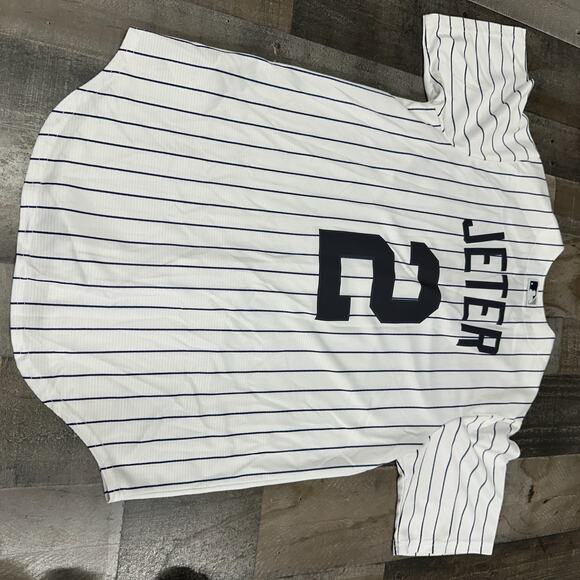Nike New York Yankees Derek Jeter Pinstripe Home Jersey Men's Size Medium White - Picture 5 of 10